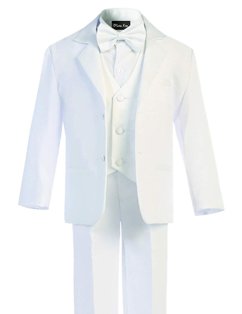 OLIVIA KOO Boys Classic Tuxedo Suit with No Tail,White Two Button,2T - Image 2